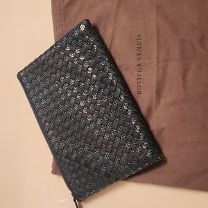 Bottega Veneta Blue Intrecciato Weave Pouch